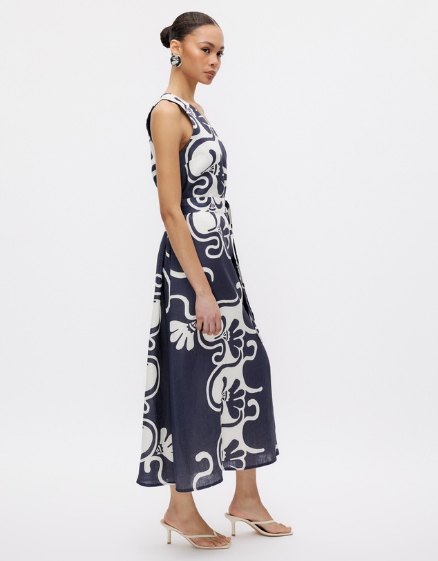 Minima Esenciales - Naja One Shoulder Linen Maxi Dressi Dress