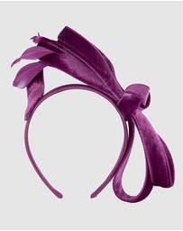 Max Alexander - Large Purple Velvet Bow Racing Fascinator