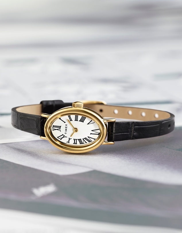 TIMEX - Women's Cavatina Gold-tone Case with Black Strap
