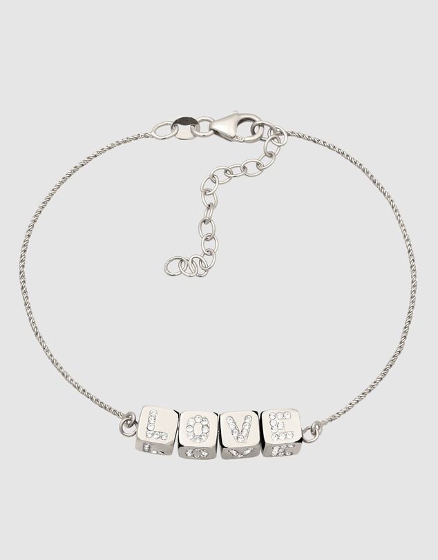 Elli Jewelry - Crystal LOVE Bracelet in 925 Silver