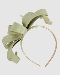 Max Alexander - Leather Leafs Mint Headband Fascinator