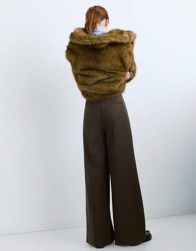 M.N.G - Wide-Leg Mid-Rise Pleated Trousers