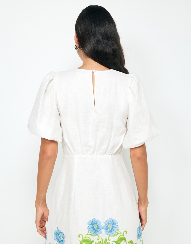 AERE - Elladia Puff Sleeve Midi Dress