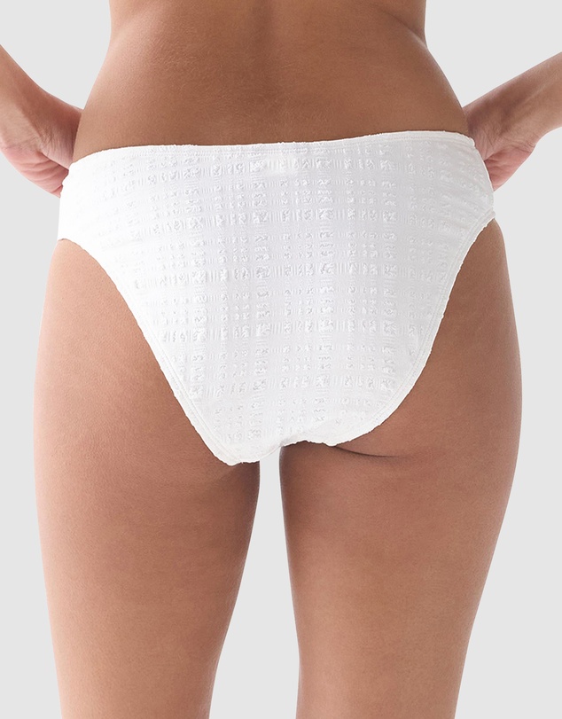 Kate Spade - Seersucker Mid-Rise High Cut Bikini Bottom