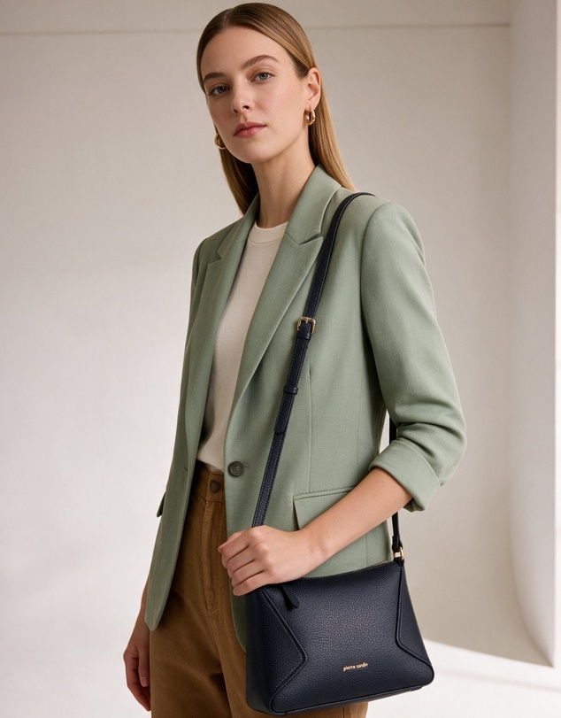 Pierre Cardin - Pierre Cardin Genuine Leather Soft Pebbled Crossbody Bag
