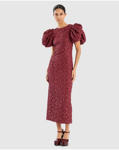 ROTATE - Jacquard Midi Puffy Dress