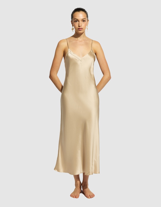 GINIA - Silk Long Nite V Neck