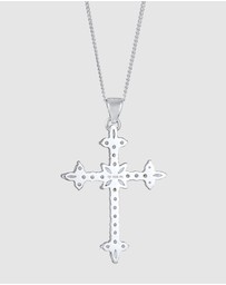 Elli Jewelry - Necklace Cross Zirconia 925 Sterling Silver