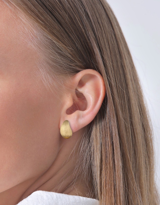Elli Jewelry - Brushed Teardrop Stud Earrings in Gold-Plated 925 Silver
