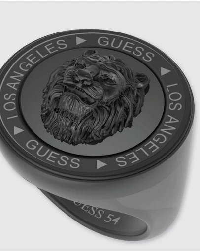 GUESS - Guess Lion King Gunmetal Ring 60