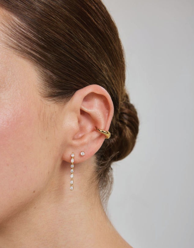 Ania Haie - Gold Half-Bezel Oval Linear Dangle Stud Earrings