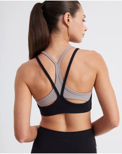 Upstate - Air Sculpt Strappy Layered Crop - Black