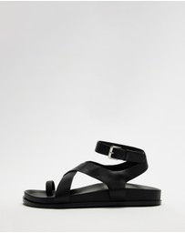 AERE - Leather Crossover Footbed Sandals