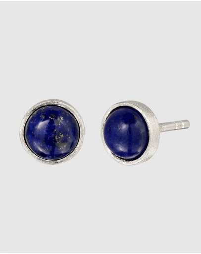 Kuzzoi - Lapis Lazuli Stud Earrings in 925 Silver