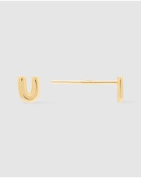 Wanderlust + Co - Alphabet Bubble Gold Stud Earrings - Letter U