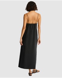 Sea Level Australia - Shore Linen Panelled Bandeau Lace Maxi Dress