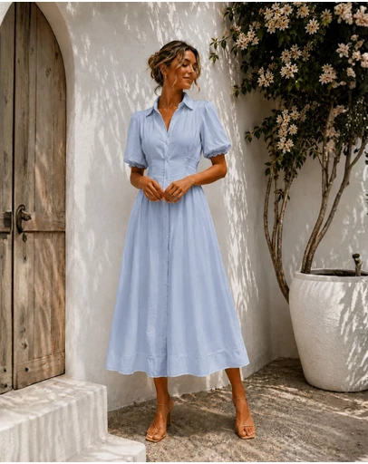 Esther & Co - Neriessa Dress - Blue Breeze