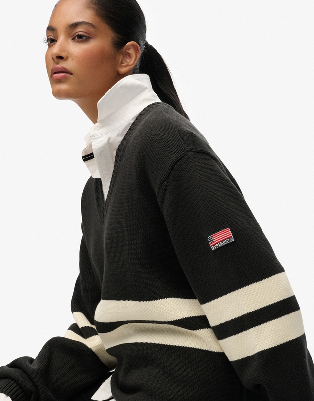 Superdry - Oversized Striped V Neck