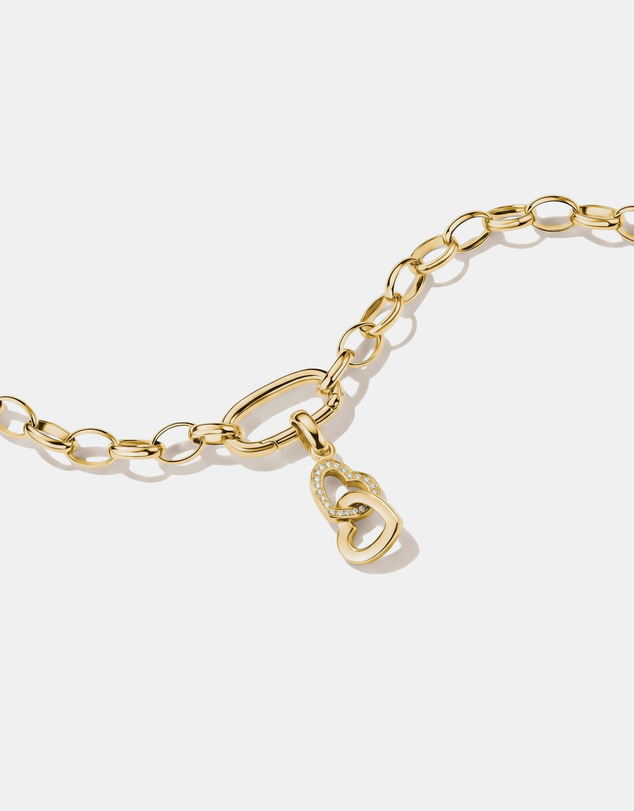THOMAS SABO - Gold-Plated Double Heart Charm with White Zirconia