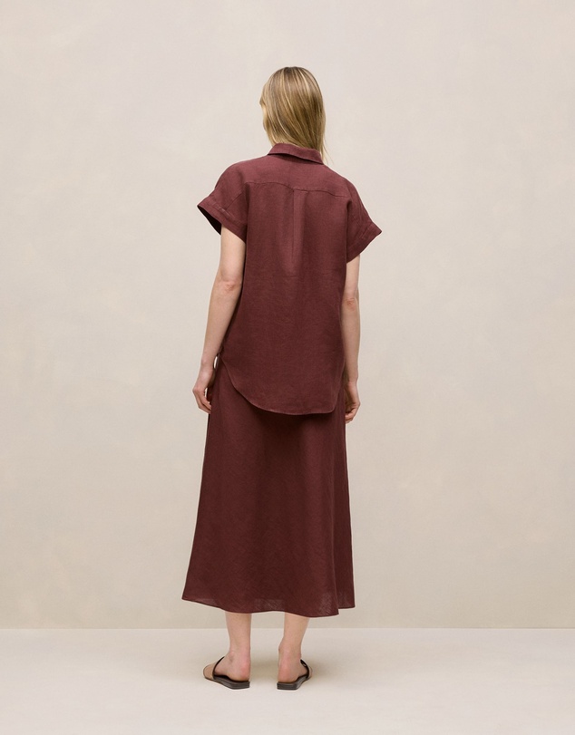 Trenery - Delave Linen Cap Sleeve Shirt in Espresso
