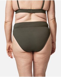 UNE PIECE - Textured High-Cut High-Waisted Bikini Bottom