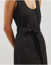 Atmos&Here - Dasha Scoop Neck Linen Blend Midi Dress