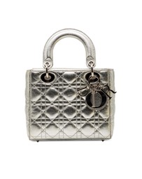 Pre-Loved by Azura Reborn - Pre-Loved Small Metallic Grained Calfskin Cannage My ABCDior Lady Dior