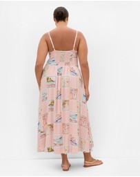 City Chic - Billie Postcard Print Maxi Dress