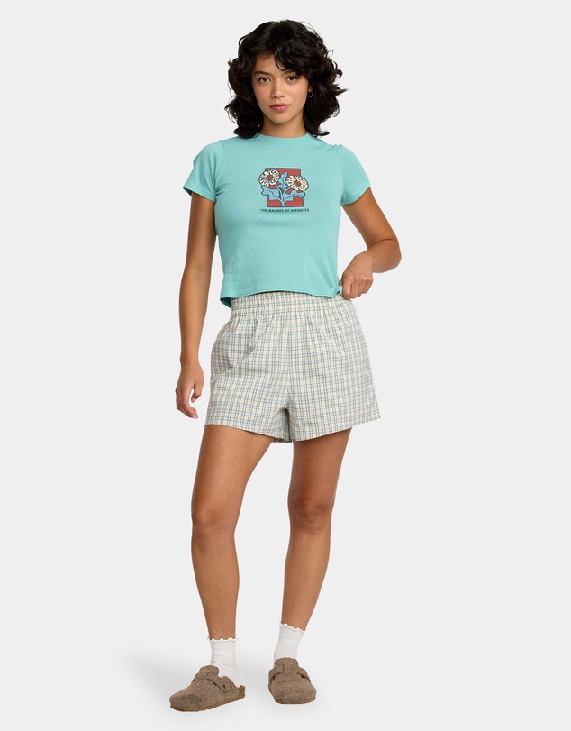 RVCA - Womens Mikey Boxer Elastic Waist Shorts