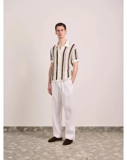 Frescobol Carioca - Pinto Cotton Stripe Crochet SS Shirt