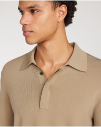 Calibre - Tipped Edge Long Sleeve Polo Sand