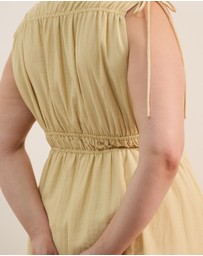 Atmos&Here Curvy - Luna Linen Blend Sleeveless Gathered Maxi Dress