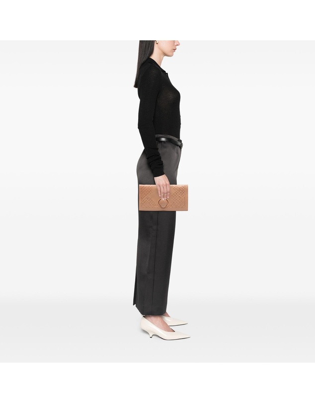 Pre-Loved by Azura Reborn - Pre-Loved Nappa Embossed Intrecciato Turnlock Clutch