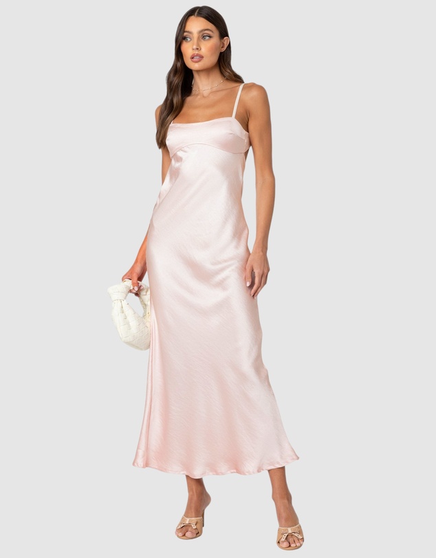 EDIKTED - Vienna Open Back Satin Maxi Dress