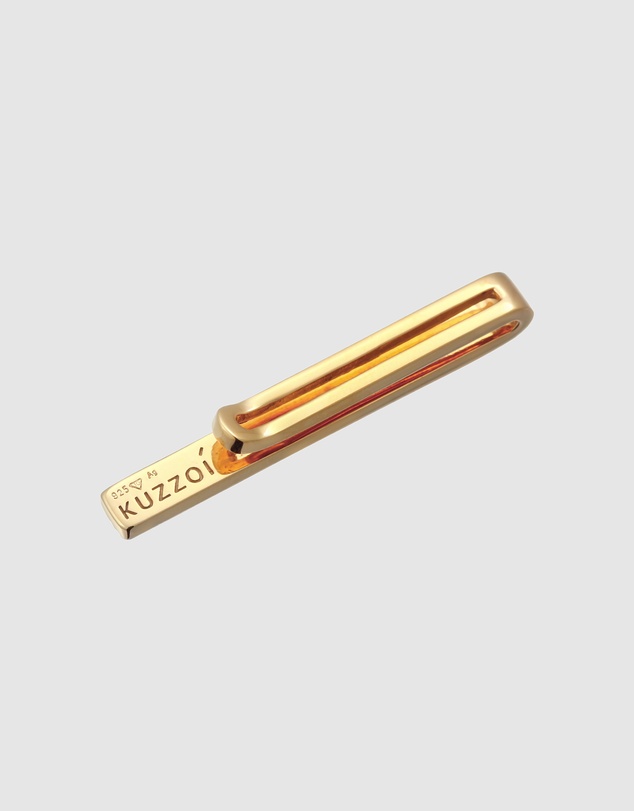 Kuzzoi - ICONIC EXCLUSIVE - Tie Pin Men grooves design in 925 sterling silver gold plated