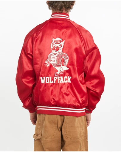Vintage by The Real Deal - Pre Loved - Vintage 80s NCAA NC State Wolfpack Satin Bomber Jacket