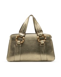 Pre-Loved by Azura Reborn - Pre-Loved Metallic Calfskin Metal Bamboo Handbag