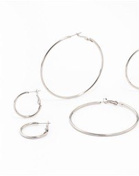 Lovisa - Waterproof Stainless Steel Thin Hoop Earrings 3-Pack