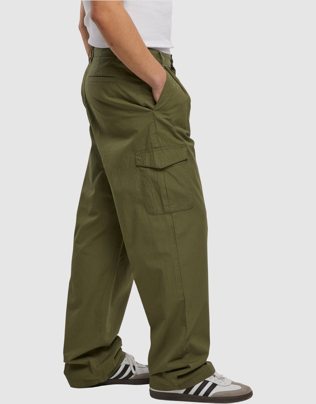 Urban Classics - Wide Pleated Cargo Pants - Light Olive