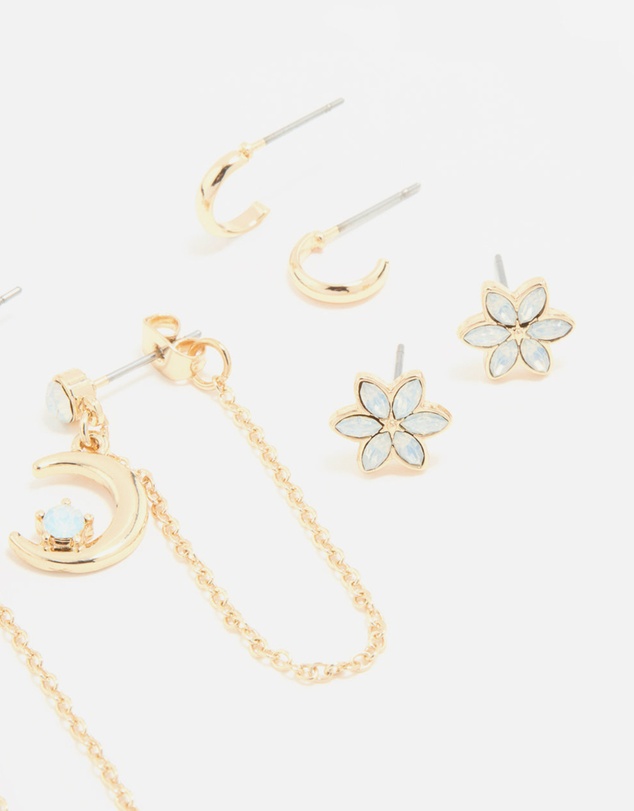 Lovisa - Gold Celestial Stacker Earrings 5-Pack