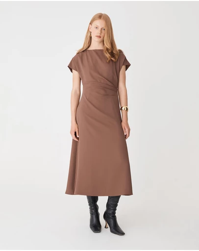 Forcast - Bianca Side Pleat Midi Dress