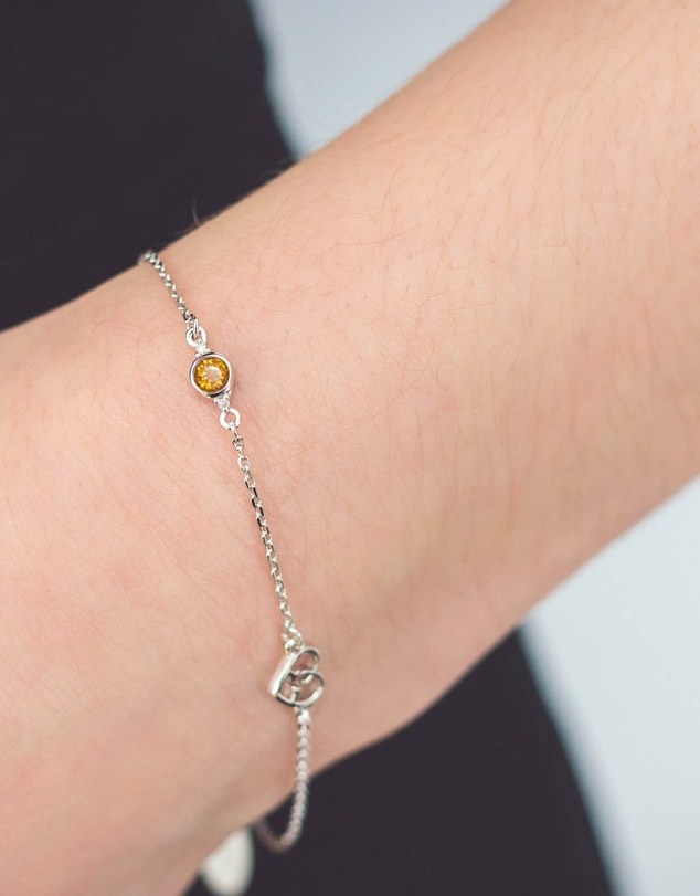 Georgini - Natural Citrine And Two Natural Diamond November Silver Bracelet