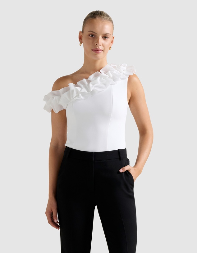 Forever New - Sadie Tipped Shoulder Ruffle Top