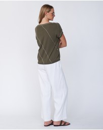 Amelius - Fern Contrast Detail Short Sleeve Knit