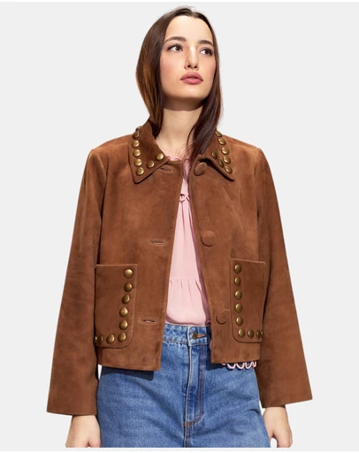 Cynthia Rowley - Studded Suede Cropped Jacket