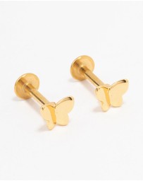 Lovisa - Gold Plated Surgical Steel Metal Butterfly Flat Backs 2-Pack