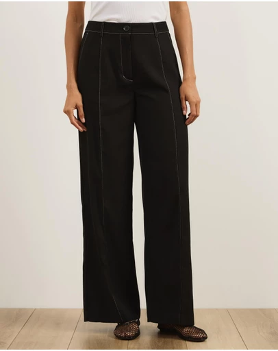 Atmos&Here - Mia Contrast Stitch Tailored Pants