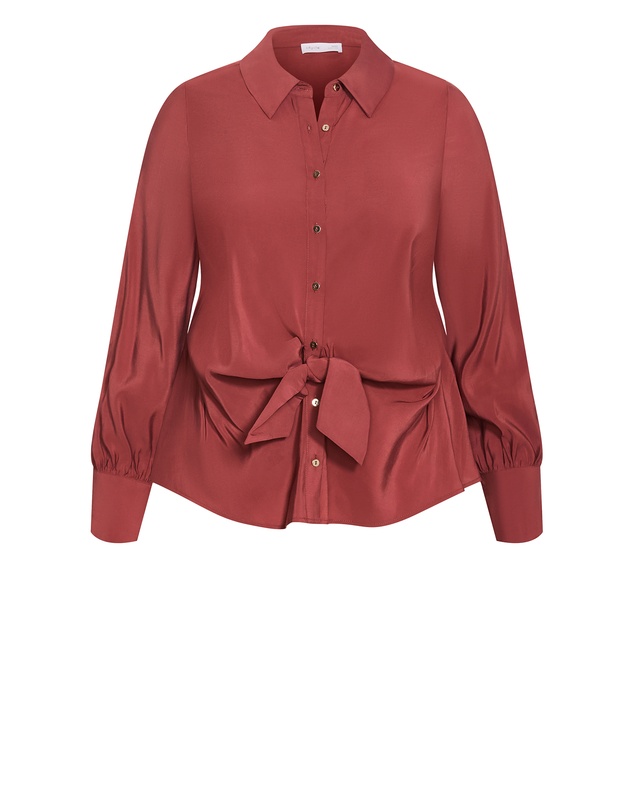 City Chic - Isabella Long Sleeve Tie Front Shirt