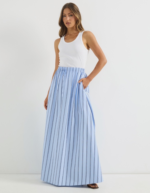 Atmos&Here - Carrie Cotton Pinstripe Maxi Skirt