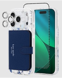 Kate Spade - Kate Spade Flowerbed Blue MagSafe Wallet Bundle for iPhone 17 Pro